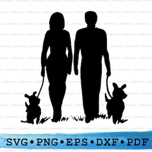 Paar wandelen honden silhouet, paar wandelen honden Svg, paar wandelen honden png, paar wandelen honden gesneden bestand, huisdier minnaar, DXF EPS pdf
