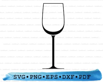 Weinglas Silhouette SVG PNG DXF PDF eps - Clipart für Cricut Crafts, Bar Decor, Feier Schilder & Printable Drink Art