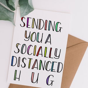 Sending You a Socially Distanced Hug Printable Card – Hand-Lettered Get Well Soon Greeting | Instant Download Digital Card