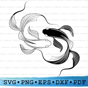 Koi Fish Svg Dxf Png Eps Pdf – Yin Yang Silhouette Cut File Cricut, Zen Clipart, Japanese Vector, Printable Spiritual Design