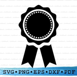 賞リボン SVG、賞シルエット、表彰状 Cricut 透明アウトライン ベクトル DXF EPS PDF PNG クリップアート 印刷可能な装飾カット ファイル