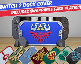 Switch 2 Dock Cover | Zelda Inspired 3D Printed Fan Art | Swappable Plates