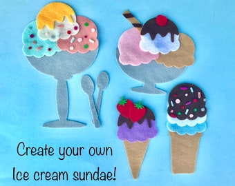 Felt Food | Felt Ice cream | Make your own Ice Cream Sundae | Toddler Preschool Activity | Play Food | Pretend Food | Toddler Preschool Gift