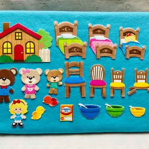 Goldilocks 3 Bears Felt Story | Flannel Board | Toddler Preschool Gift | Circle Time | Homeschool | Quiet Book | Birthday | Fairytale | Fun