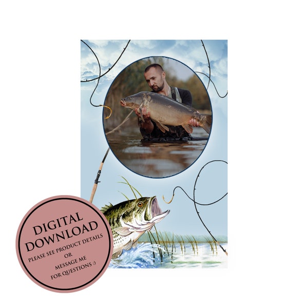 Fishing In Heaven Memorial Cards | Funeral Card | Sympathy Cards | Fishing | Fisherman | Outdoors | Bass Fish | Custom Made | Memorial Gift