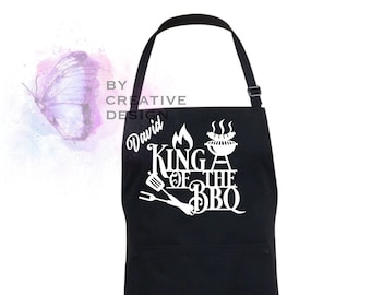 King of the BBQ Personalised Men's Apron/Father's Apron/Gift for Dad/Aprons For Men