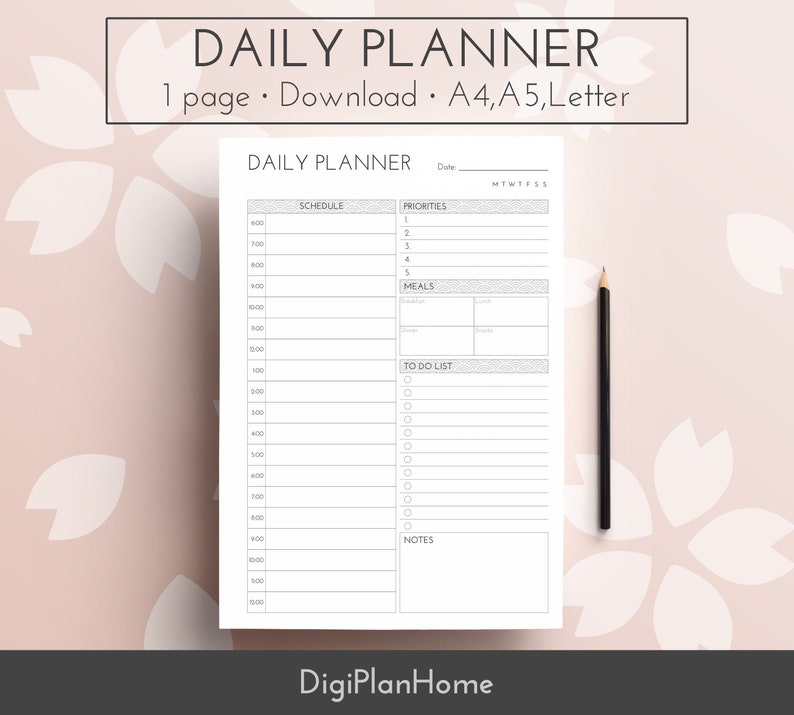 Minimalist Daily Planner PRINTABLE Japanese Undated Planner Etsy