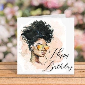 Personalised Black Woman Birthday Card, Black Afro Woman Sister Card, Black Teenage Girl Card, Card for Friend, Mother, Wife,
