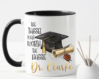 Bachelors Degree Graduation Gifts, Personalised  Graduation Mug - Tassle Worth The Hassle, End Of Year College 2023 Graduation Gifts