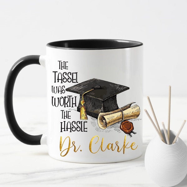 Bachelors Degree Graduation Gifts, Personalised  Graduation Mug - Tassle Worth The Hassle, End Of Year College 2023 Graduation Gifts