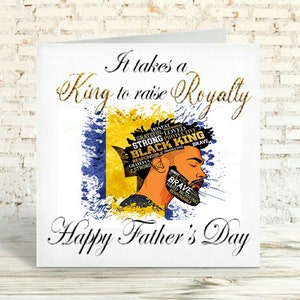Barbados Father's Day Cards, Black King Raising Royalty Card For Him, Card for Bajan Dad