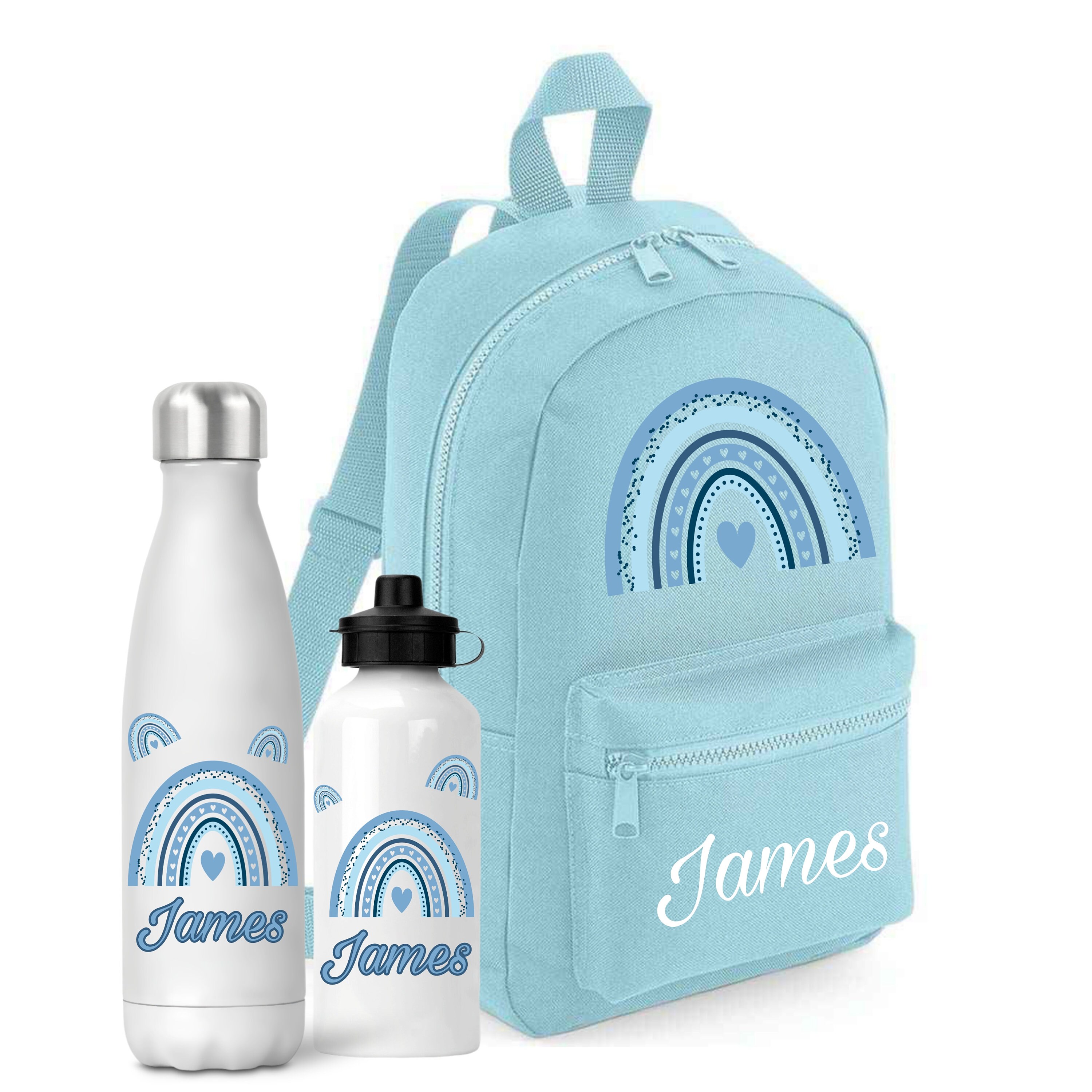 Buy Personalised Children's Backpack, Rainbow Preschool Bag & Water Bottle  Set, Kids Nursery Rucksack School Bag, Pre Backpack online