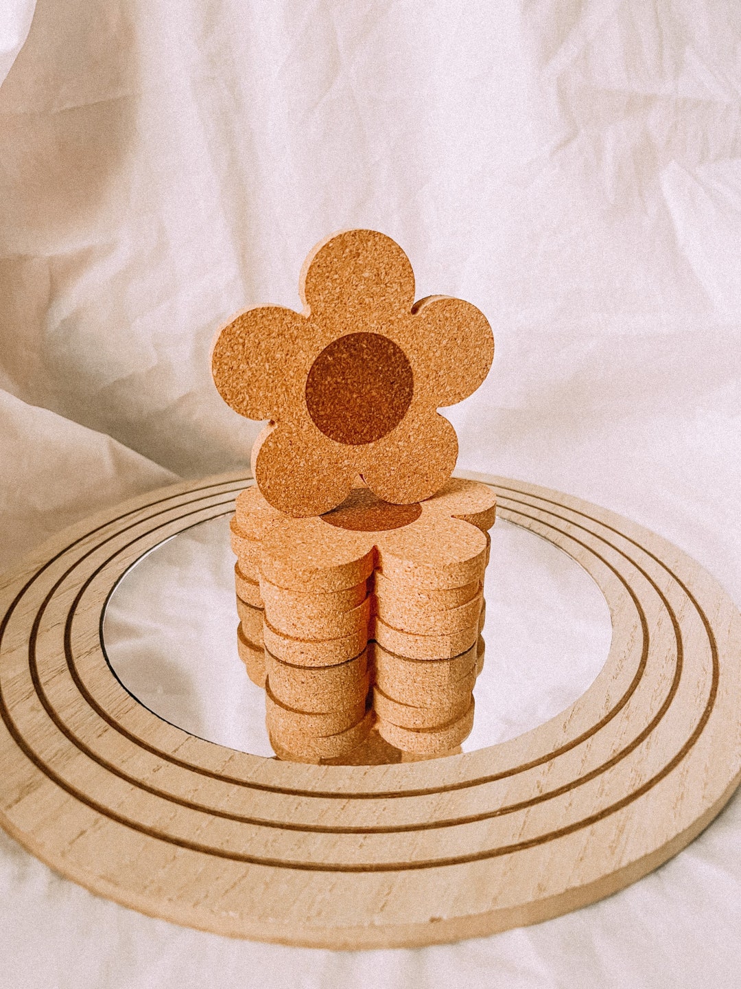 Daisy Flower Cork Coaster, Aesthetic Coaster, Trendy Gifts for Her