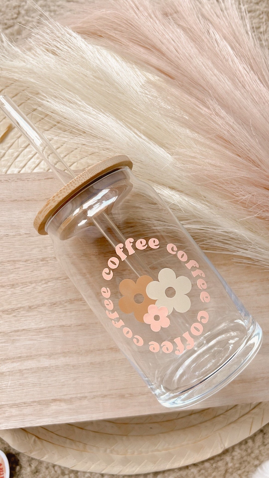 Trendy Daisy Coffee Cup Iced Glass Cup Coffee Cup Glass Retro Aesthetic Cup Coffee Gifts Beer ...