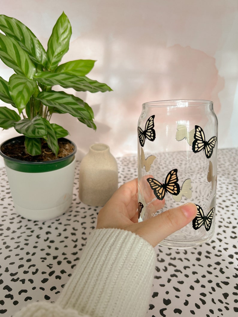 Butterfly Can Glass Butterfly Coffee Cup Trendy Cup Etsy