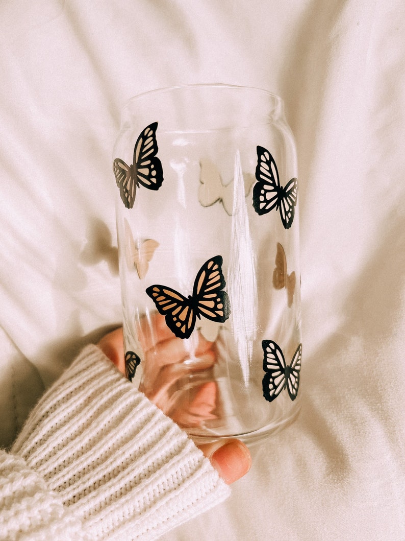 Butterfly Can Glass Butterfly Coffee Cup Trendy Cup Etsy