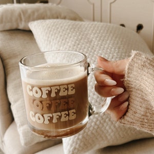Oversized Clear Coffee Mug, Trendy Coffee Mug, Clear Aesthetic Coffee Mug, Coffee Gifts, Coffee Lovers, Boho Glass Mug, Cute Mug Design, Mug 