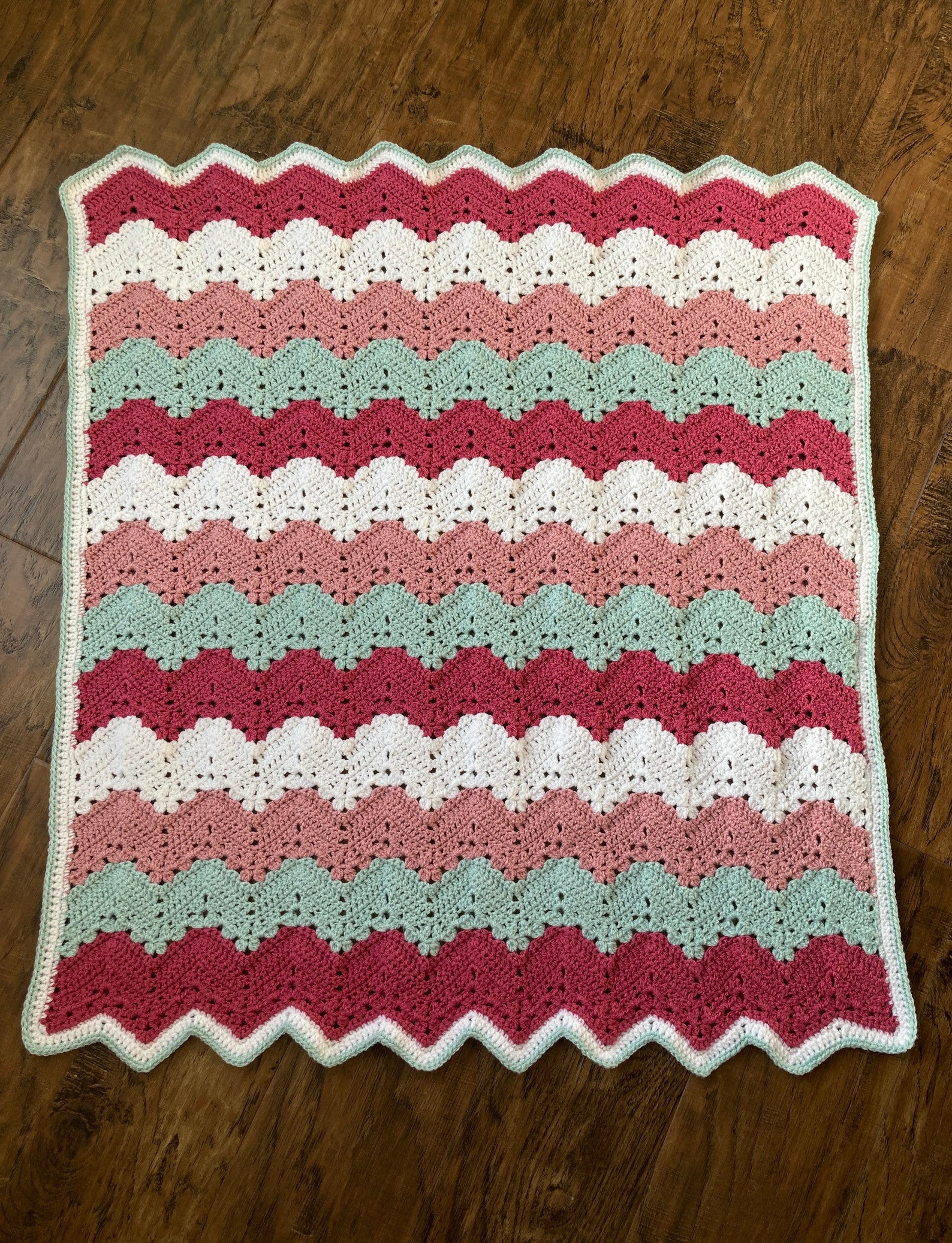 Pink Green & White Baby Blanket / Blanket / Crib Blanket Etsy Italia