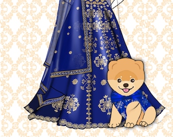 Custom pet apparel~Pet outfit weddings~blue dog sherwani~cat sherwani~made to match~customized pets~indian pet outfit~desi outfits for pets