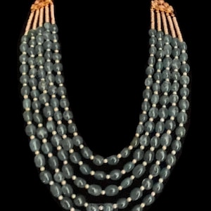 Green Onyx Necklace~pastel onyx beads~Multi layer necklace~statement layered necklace~white pearls~mala haar~mini pearl beads~polki necklace