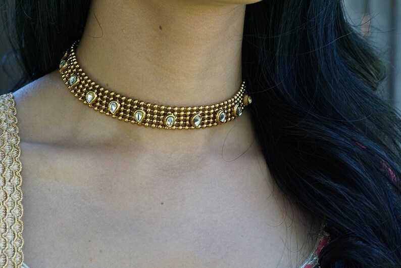 Siabha Choker~necklaces for women~Gold choker necklace~Collar choker~gold plated~vintage~antique choker~indian choker~choker necklace gold