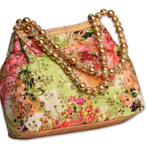 Eden - Floral Womens Handbag Designed with Beaded Straps~womens handbags~floral evening bag~ethnic handbags~antique handbags~indian handbags