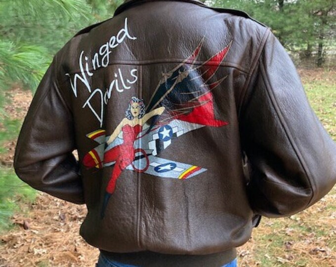 WWII Bomber Jacket 'winged Devils,' Pinup Jacket, Aviator Jacket ...