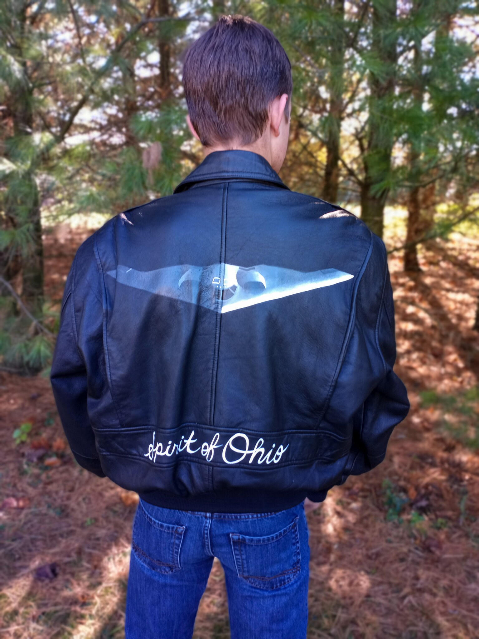 Painted Leather Bomber Jacket B-2 