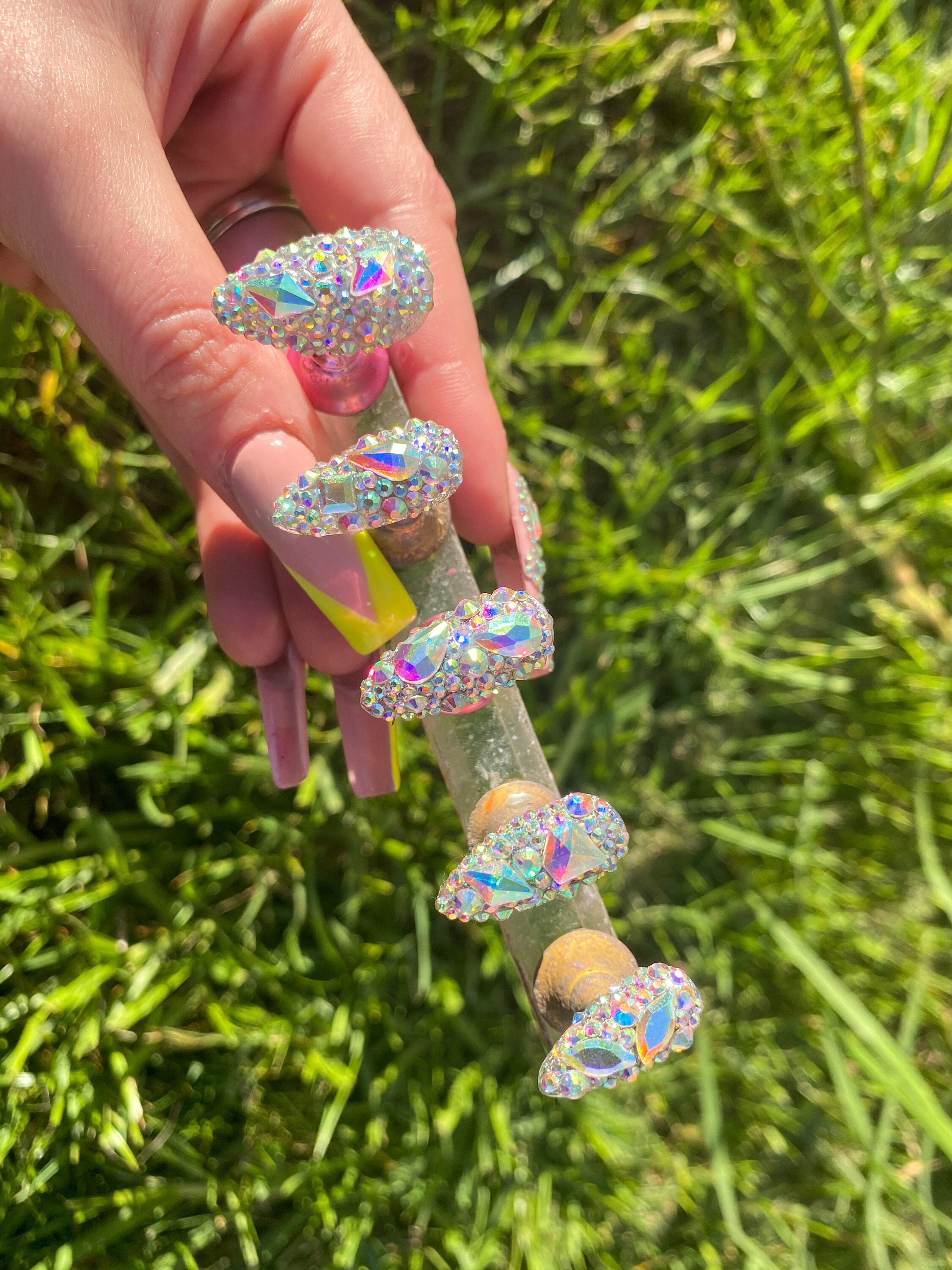 ICY Press on nails crystal nails glue one nails medium Etsy