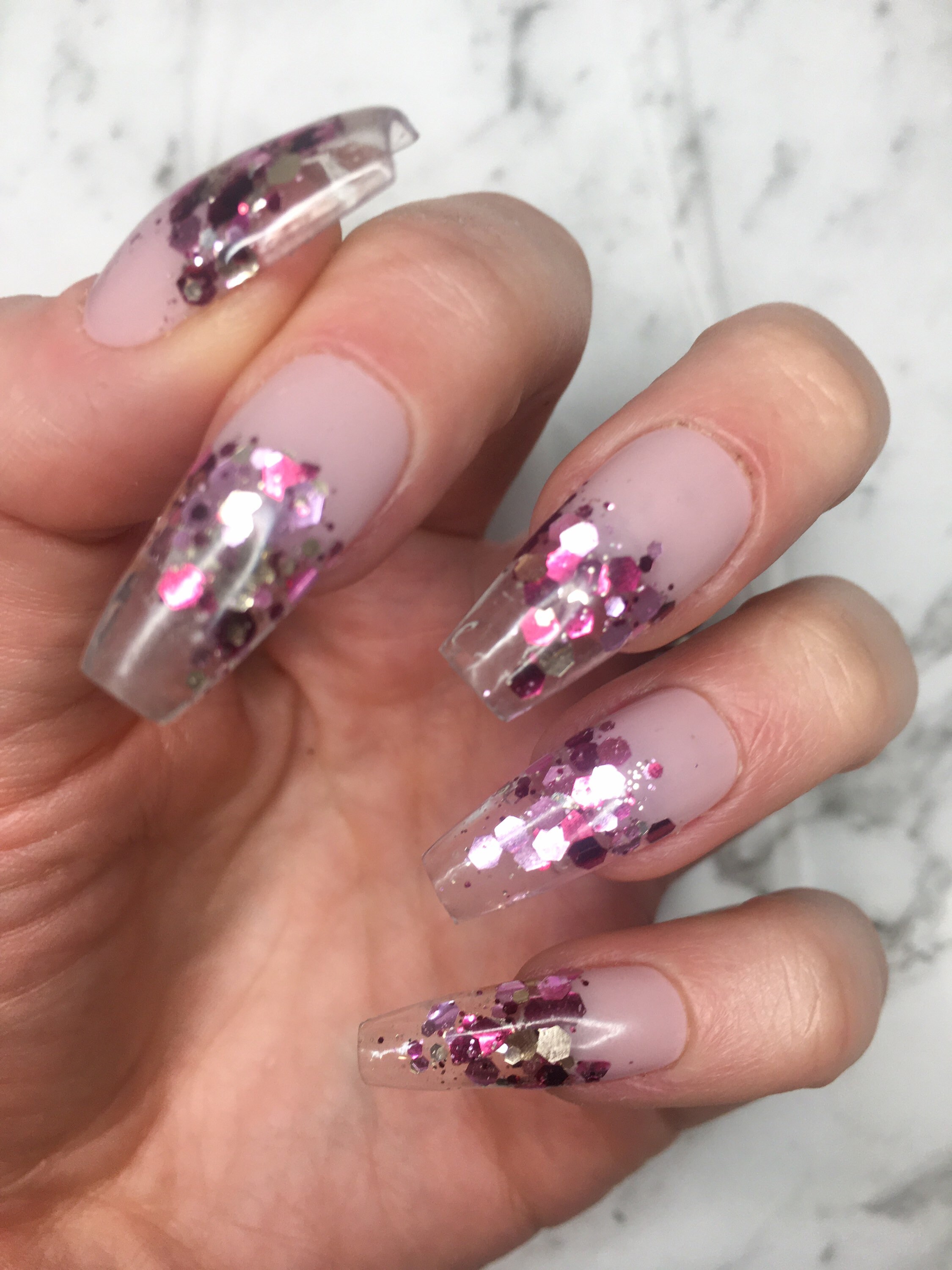 Rose Gold Glitter Press on Set Glitter Nails Glue on Set Etsy Australia