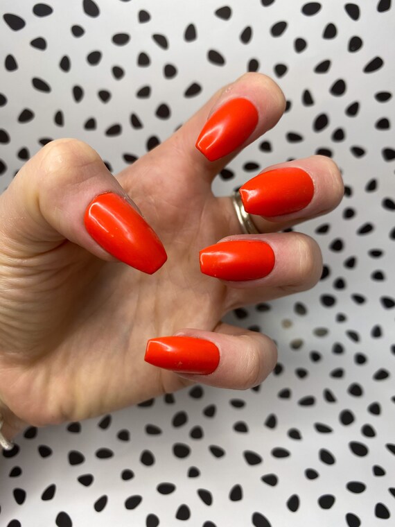 Fire Press On Nails Red Nails Coffin Nails Etsy India