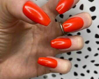 Fire Press On Nails Red Nails Coffin Nails Etsy Hong Kong