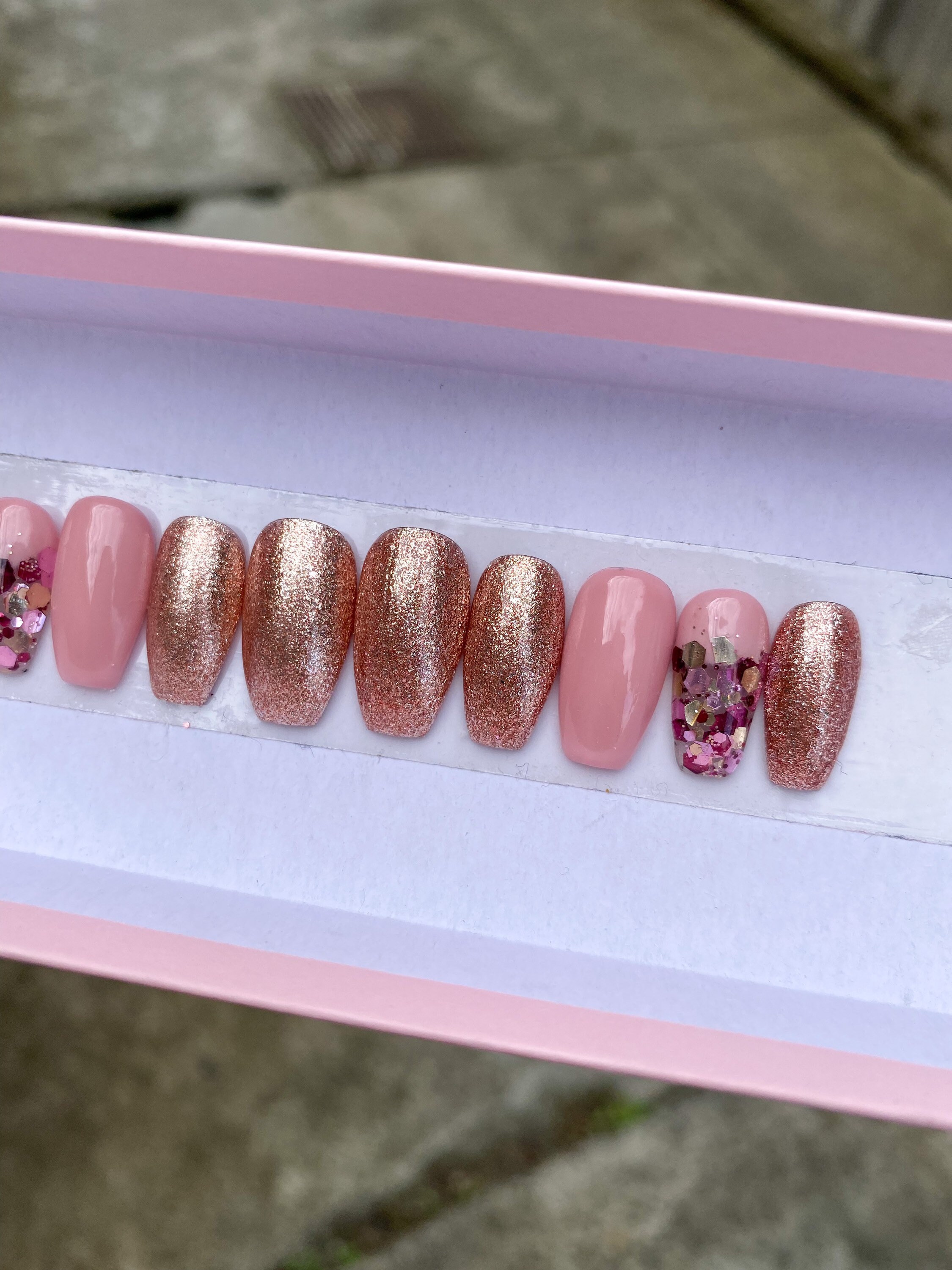 Glitter Me Pink Press on Nails Custom Design Fake Nails - Etsy Australia