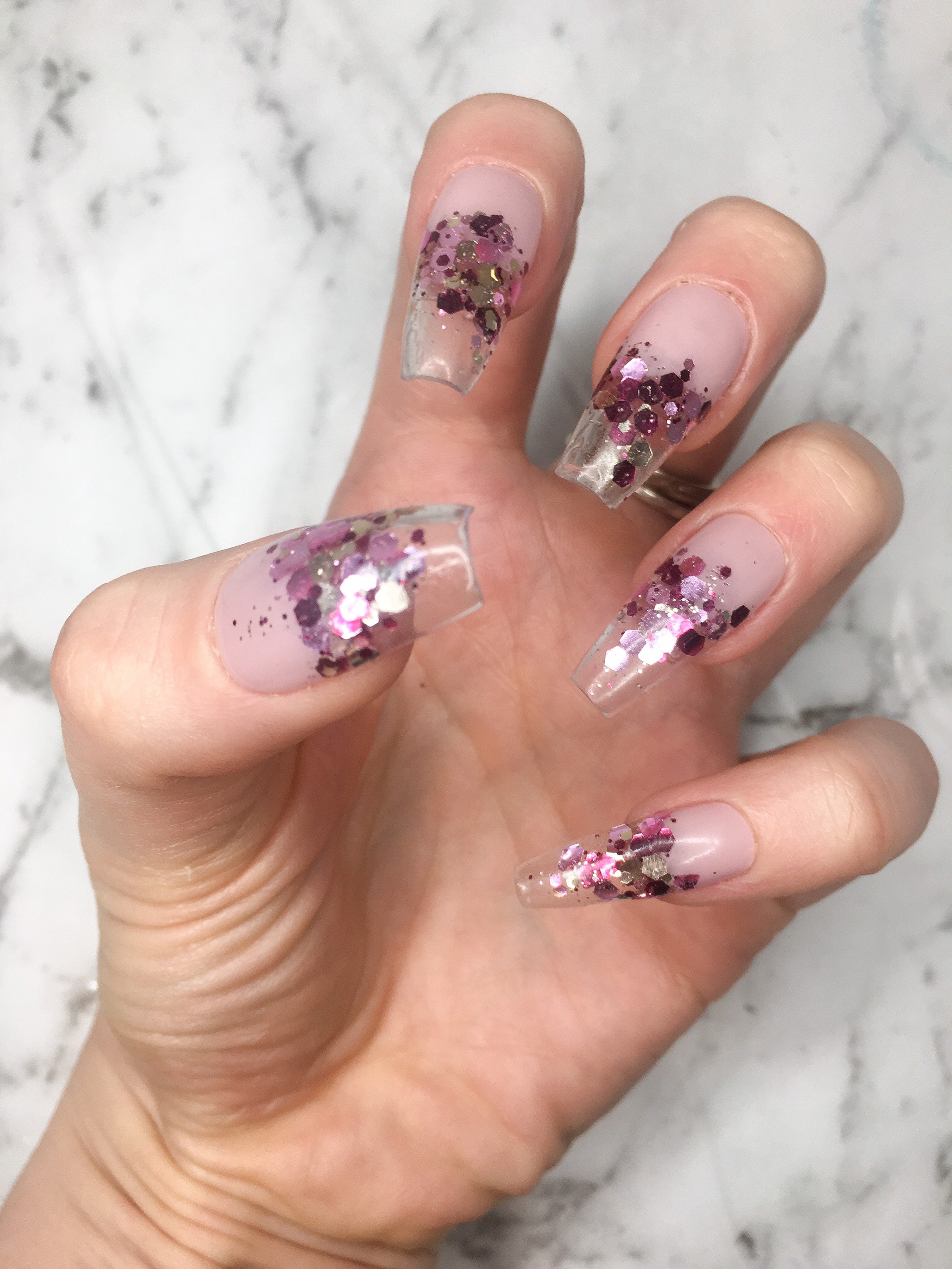 Rose Gold Glitter Press on Set Glitter Nails Glue on Set Etsy Australia