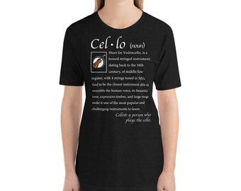 Unisex Cello Definition Dark T-shirt | Shirt for Musicians