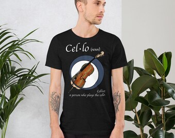 Unisex Cello (Noun) Graphic Dark T-shirt | Shirt for Musicians
