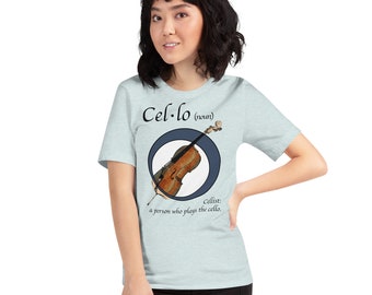 Unisex Cello (Noun) Graphic Light T-shirt | Shirt for Musicians
