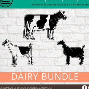 Dairy Animal Bundle SVG - Dairy SVG -  Show Dairy Cow - Show Dairy Goat - Farm Animals SVG  - Clipart
