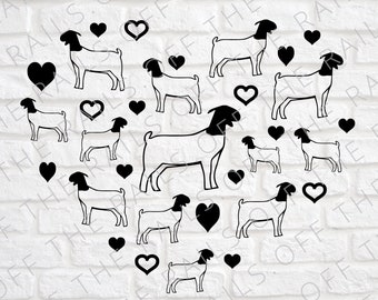 Goat Heart SVG: Valentines Boer Goat, Cricut Silhouette (Digital Download)