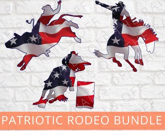 Patriotic Rodeo PNG Bundle: Barrel Racer, Bronc Rider, Bull Rider (Digital Download)