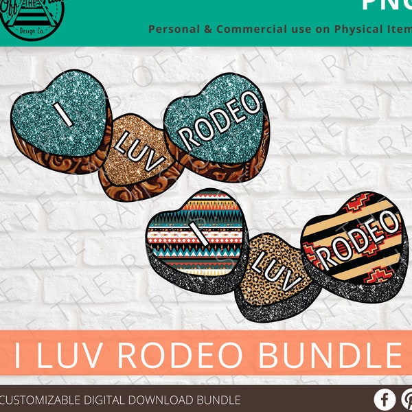I Luv Rodeo PNG Bundle - Valentines design - Rodeo - I Love Rodeo - Téléchargement numérique - DTG Printing - Valentines Day
