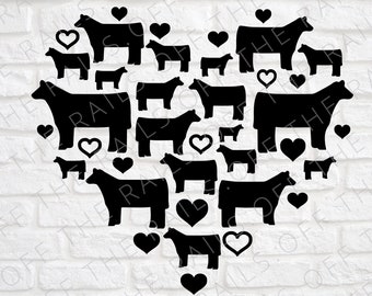 Love Cow Heart SVG: Valentine's Steer, Cricut Silhouette (Digital Download)