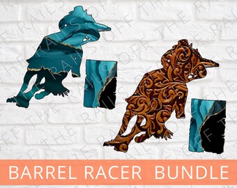 Turquoise Tooled Leather Barrel Racer PNG Bundle (Digital Download)
