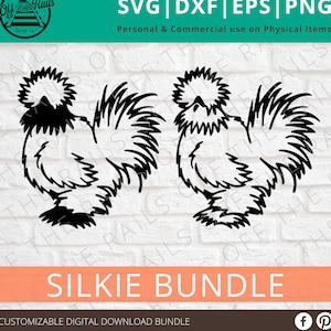 Silkie Chicken SVG Bundle - Show Chicken SVG - design numérique de poulet Silkie - dxf, eps, png, svg - sillhouette - cricut
