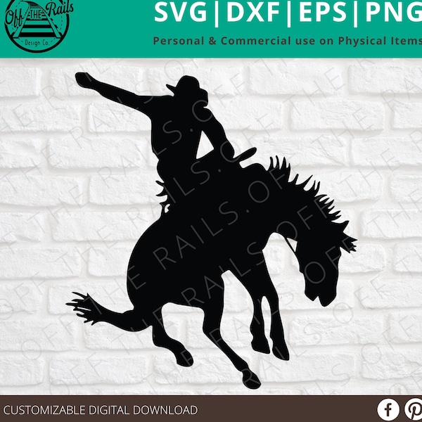 Rodeo Bronc Rider SVG -   Bronc SVG - Rodeo svg - dxf, eps, png, svg - sillhouette -  cricut - brother scan n cut