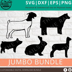 Mostra pacchetto animali SVG - Mostra maiale SVG - Mostra bestiame - Mostra manzo - Mostra giovenca - Mostra capra - Mostra coniglio - Animali da fattoria SVG Clipart