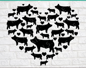 Pig Heart SVG: Valentine's Day Pig Silhouette (Digital Download)