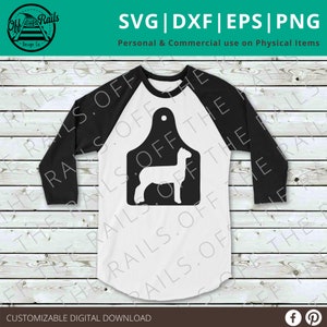 May include: A white and black raglan shirt featuring a black silhouette of a sheep inside a tag. The shirt has black sleeves and a white body. Text on the image includes "SVG | DXF | EPS | PNG" and "Personal & Commercial use on Physical Items."