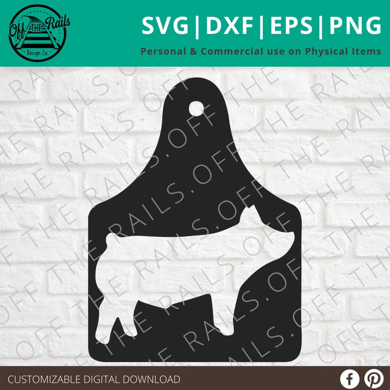 Pig Eartag SVG - Toon Varken SVG- digitaal Eartag ontwerp - Farm svg - dxf, eps, png, svg - sillhouette - cricut afbeelding 1
