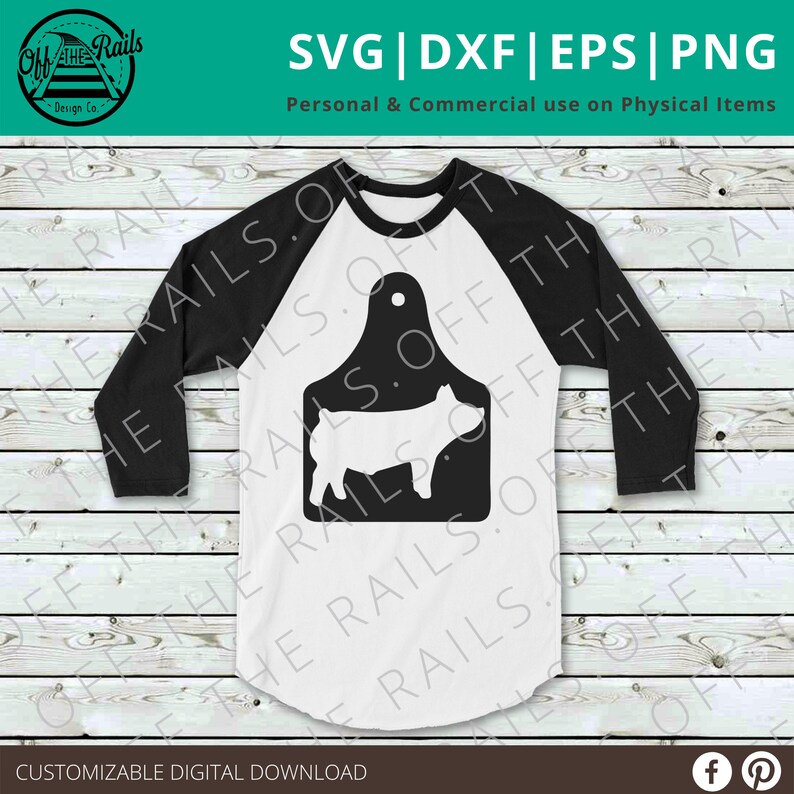 Pig Eartag SVG - Toon Varken SVG- digitaal Eartag ontwerp - Farm svg - dxf, eps, png, svg - sillhouette - cricut afbeelding 2
